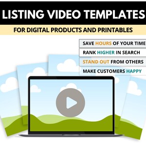 Etsy Digital Product Video Template - Printables Video Mockup, Digital Planner Video Listing Template, Canva Template for Etsy Listing Video