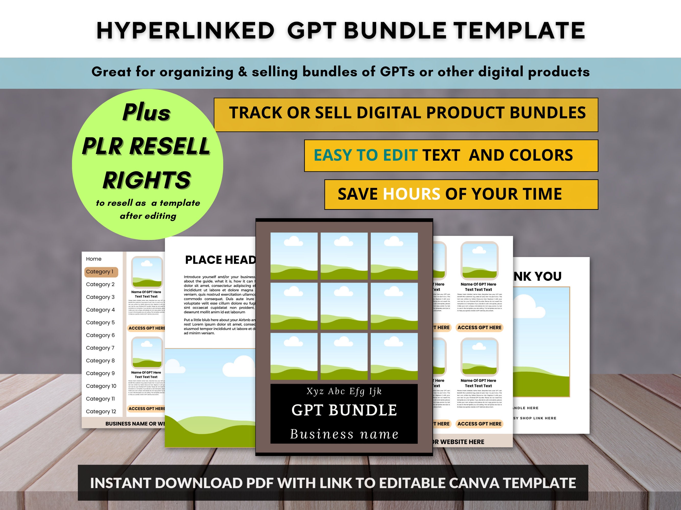 PLR Canva Template for Digital Product & GPT Bundles With Resell Rights ...