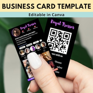 Instagram Business Card Template, Canva QR code Business Card, IG Business Card Template, DIY Editable Business Card for Small Businesses