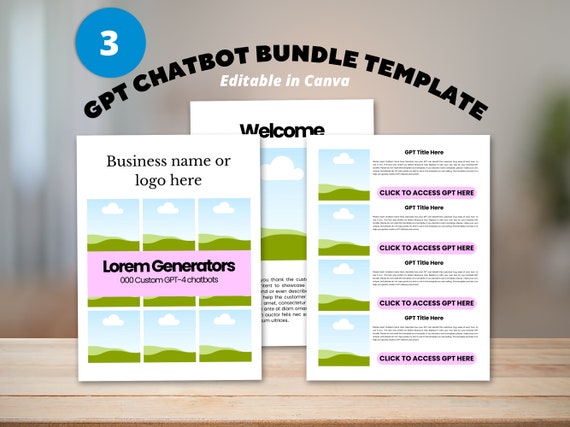 Custom GPT Bundle Canva Template: Professional, Easy-to-Edit Solution for Selling Your GPTs, Chatbots and  AI Assistant Generators