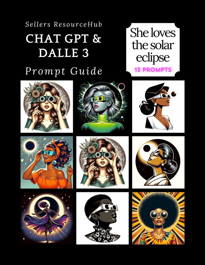 Dalle-3 Prompt Guide for Solar Eclipse AI Art, Female Wearing Solar ...