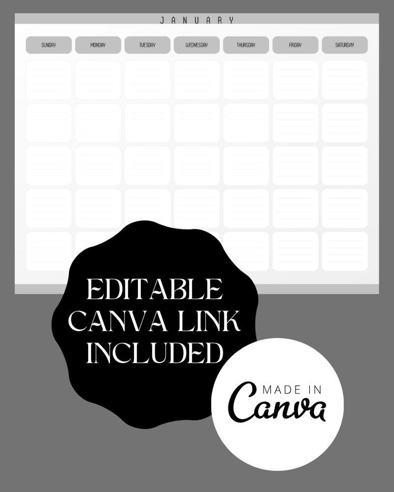 2024 Monthly Planner Printable, Editable 2024 Yearly Calendar - Etsy