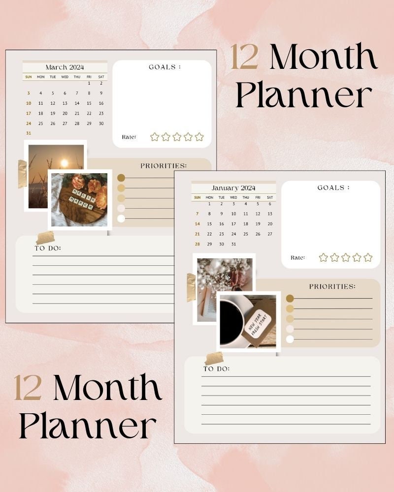 2024 Planner Printable Monthly Calendar Editable - Etsy