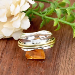 Sterling Silver Spinner Ring: Two Tone Anxiety Meditation Ring