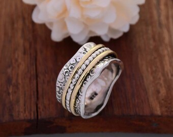 925 Sterling Silver Spinner Ring: Meditation Worry Ring, Gift for Her
