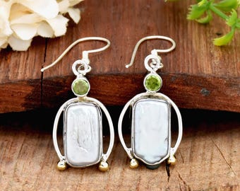 Pendientes de perlas naturales: Pendientes colgantes de plata de ley 925, joyería occidental.