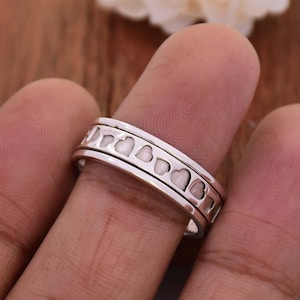 Spinner Ring, 925 Sterling Silver Ring, Heart Spinner Ring, Minimalist Ring, Stacking Ring, Love Heart Ring, Meditation Ring, Gift For Her