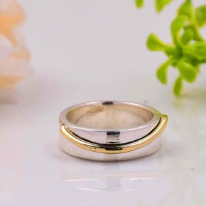 925 Sterling Silver Ring, Two Tone Ring Wedding Ring, Statement Ring, Chunky Silver Ring, Thumb Ring, Handmade Ring, Band Ring, Gift For Her