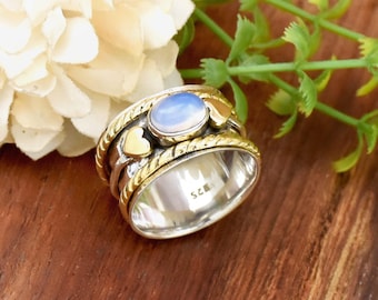Anello girevole Angel Aura Quartz: anello a cuore bicolore in argento sterling