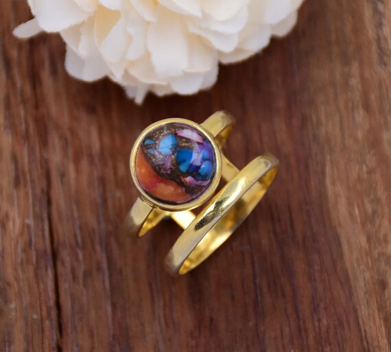 Pink Oyster Turquoise Ring, 925 Sterling Silver Ring, Turquoise