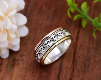 Sterlingzilveren Skull Spinner Ring: Gothic Biker-meditatieband