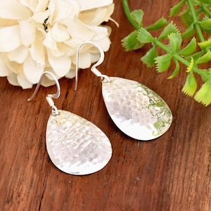 925 Sterling Silver Hammered Earrings, Teardrop Earrings, Statement Earrings, Chunky Silver Earrings, Handmade Jewelry, Gift For Her
