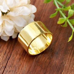 18k Gold Vermeil Sterling Silber Breitbandring (12 MM)