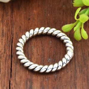 Twisted Sterling Silver Band Ring: Rope Stacking Ring