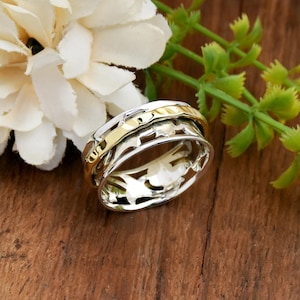 Sterling Silver Filigree Spinner Ring: Anxiety Fidget Meditation Band