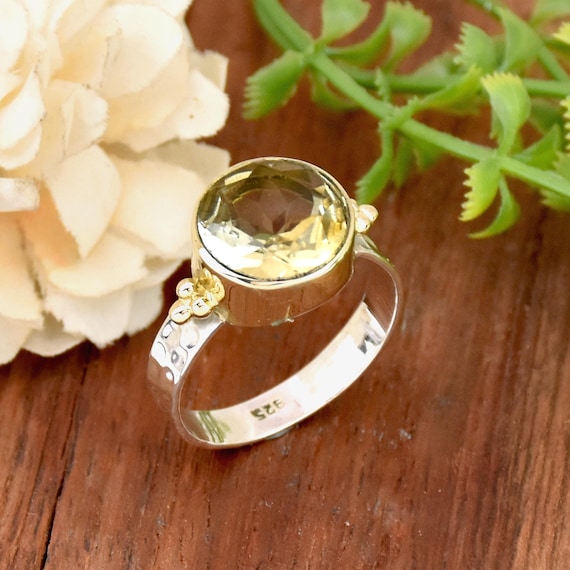 Bague Argent Sertie De 3 Citrines Facettées - Taille 54, état Comme Neuve, Occasion