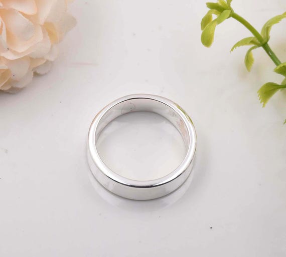 7mm Uomo & Donna Argento Sterling Liscio Piatto Fede Nuziale, Pollice - Foto 3