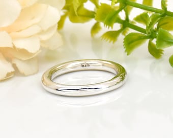 Sterling Silver Round Band Ring: Chunky 2mm Wedding Band