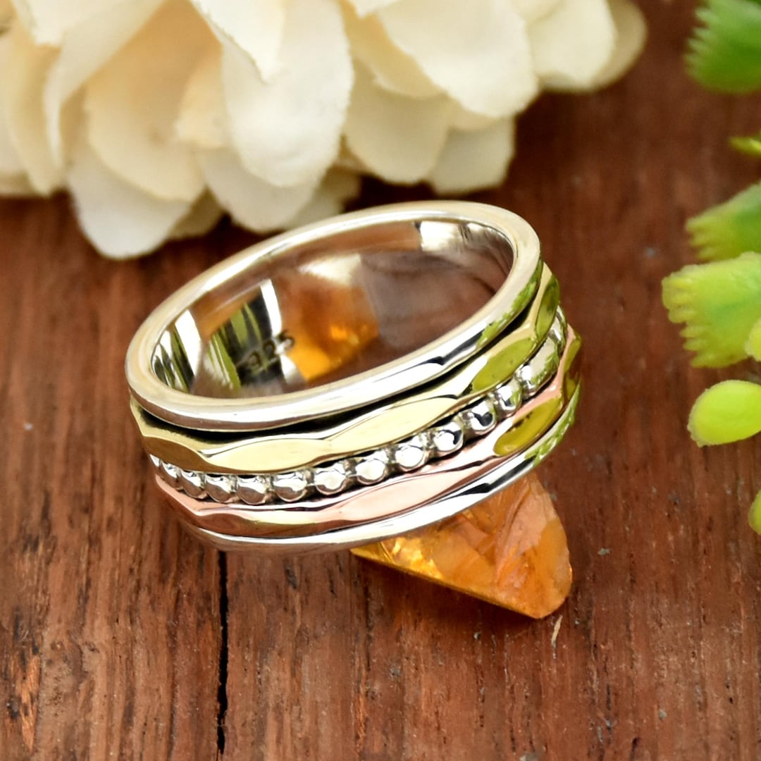 Silver Spinner Spinner Ring From Two Coins Gold Vermeil Coin Spinner Ring  Sterling Silver Spinner Ring: