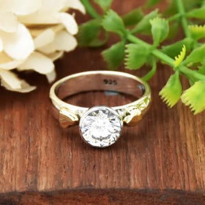 Clear CZ Ring, 925 Sterling Silver, Round Stone ring, Heart Ring, Engagement Ring Cubic Zirconia Ring Boho Ring Wedding Jewelry Gift For her