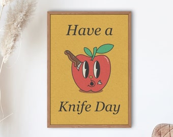Have a Knife Day Print Poster Retro Poster Vintage Druck Kunst Pop Art 20er 30er 40er 50er 60er Wandkunst Wanddeko Moderne Deko Comic