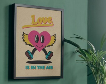Love is in the Air Print Poster Retro Poster Vintage Druck Kunst Pop Art 20er 30er 40er 50er 60er Wandkunst Wanddeko Moderne Deko Comic