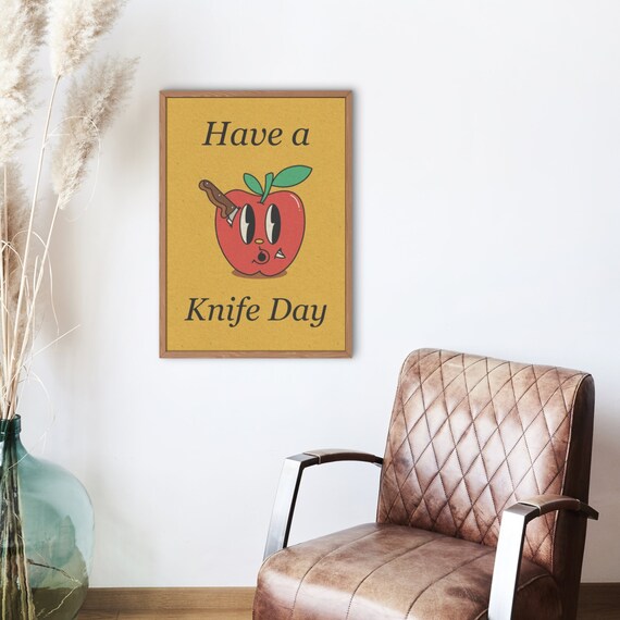 Have a Knife Day Print Poster Retro Poster Vintage Druck Kunst Pop Art 20er 30er 40er 50er 60er Wandkunst Wanddeko Moderne Deko Comic
