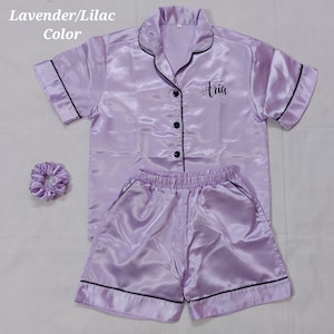 Lavender Color PJ's,Personalized Satin pyjamas,Bridesmaid pyjama set,Plus sizes PJ's,Bachelorette pjs,Bridal pj set,Slumber party pajamas,