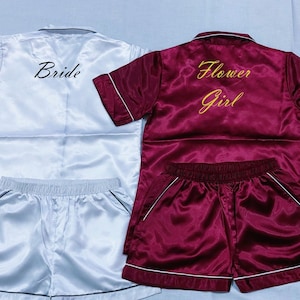 Burgundy Color PJ&#39;s,Customized Satin pyjamas,Bridesmaid pyjama set,Plus sizes pyjamas,Bachelorette pjs,Bridal pj set,Slumber party pjs,Gifts