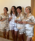 Personalized Satin pyjamas,Bridesmaid pyjama set,Plus sizes PJ's,Bachelorette pjs,Bridal Party pj set,Sleepover PJs,Slumber party pajamas, product logo