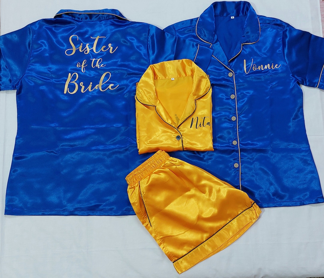 Personalized Satin Pyjamas,bridesmaid Pyjama Set,custom Logo Pj's ...