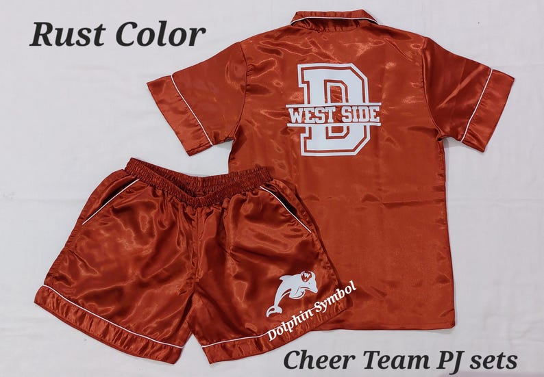Rust Color Pj Kids Cheer Team Pjs,personalized Kids PJ Set,back to School Gifts ...