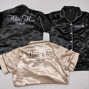 Customized Satin pyjamas, Bridesmaid pajamas, Plus sizes pajamas, Bachelorette pjs, Bridal pj set, Sleepover, Slumber party pajamas