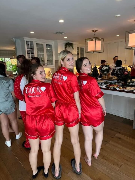 Red pjs with white trim hotsell