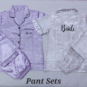 Bridesmaid Pajamas Bridal Party Gift Bridesmaid Proposal,Long Pant Sleeve Set Bachelorette Party Personalized Gift,Pajama for Women,Silky PJ
