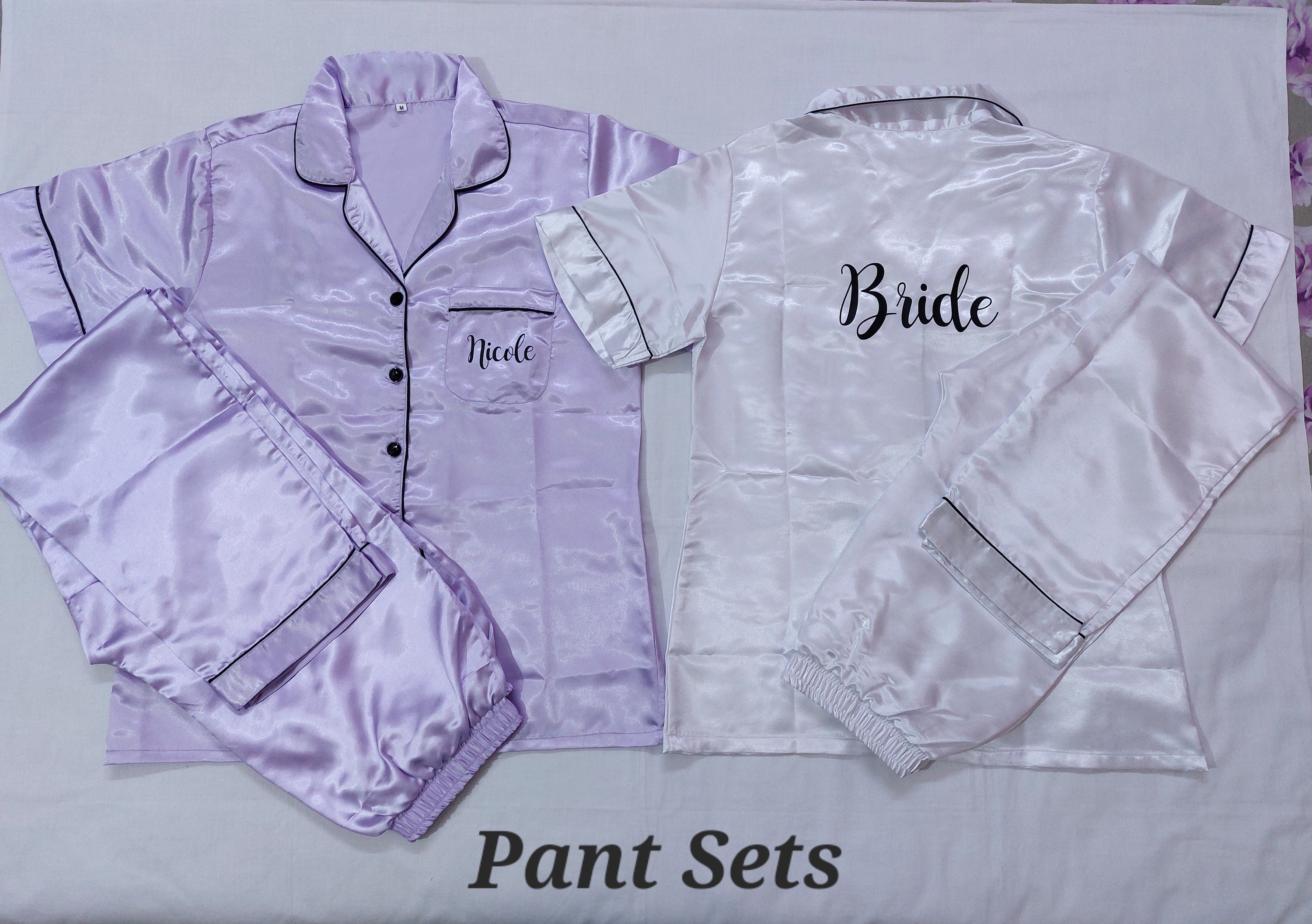 Bridesmaid Pajamas Bridal Party Gift Bridesmaid Proposal,Long Pant Sleeve Set Bachelorette Party Personalized Gift,Pajama for Women,Silky PJ