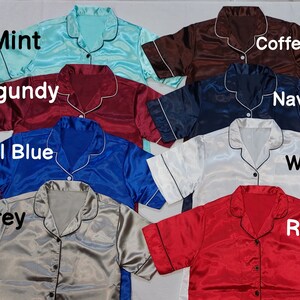 Personalized Satin pyjamas,Bridesmaid pyjama set,Plus sizes PJ&#39;s,Bridal pj set,,Slumber party pajamas,Your Text Pajamas,Hen Party PJ,Gifts