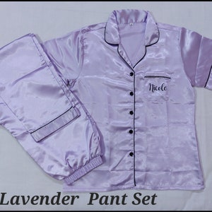 Long sleeve pajama set,Satin long sleeve pajama set,Satin Pajama set,Long silky pajama, Long pants pajamas,Bridesmaid PJ&#39;s,Bridal Party Gift