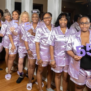 Custom text Satin pyjamas,Bridesmaid pajamas,Bachelorette pjs,Bridal pj set,Slumber party pajamas,Birthday Party Pjs,Zeta Phi Beta Pjs,Gifts
