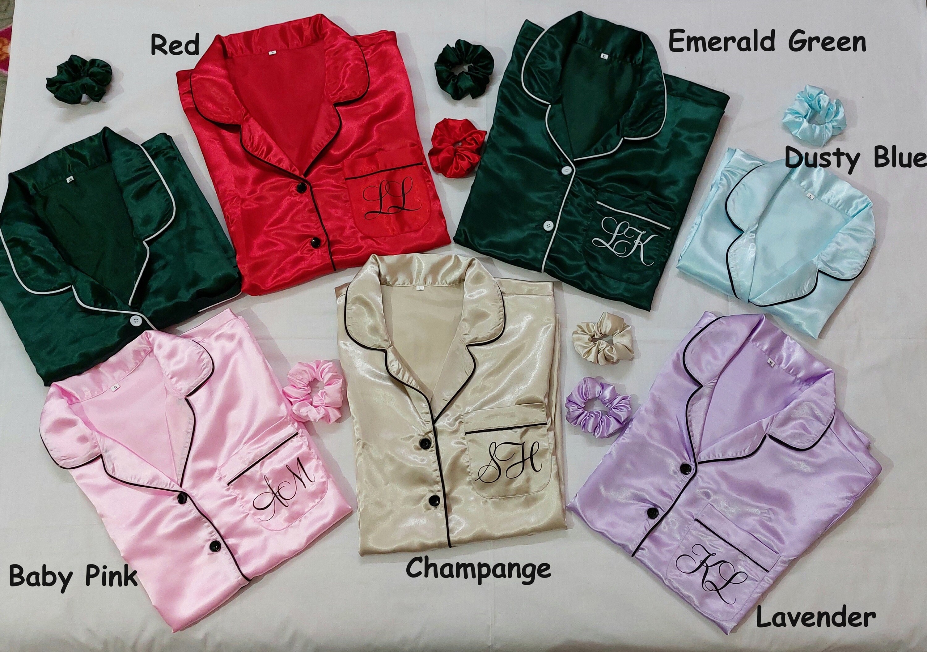 Pyjamas Fancy Text Customized Satin Pyjamas, Bridesmaid Pajamas,sleepover Party Pjs ...
