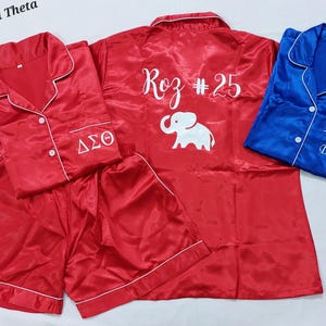 GREEK LETTERS Pjs,Satin pajamas,Sorority big day Pyjamas,women&#39;s pajamas,Custom pajamas,Silk pajamas,Your Text Pjs,Zeta Phi Beta Pjs,Gifts