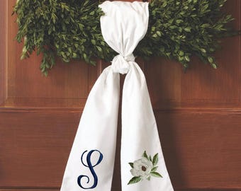 Initial - Magnolia Wreath Sash