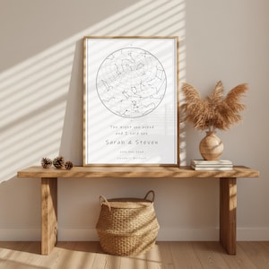 Mapa estelar de la noche en que dije que sí, impresión estelar personalizada para propuesta de matrimonio, regalo de compromiso, mapa personalizado del cielo nocturno, recuerdo romántico para parejas