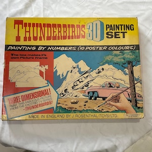 Thunderbirds 3D Painting Set, brand new very old stock from 1964, in very good original box with only small amount of storage damage.
