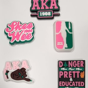 AKA Shoe Charms | Cute Shoe Charms | Shoe Accessories | Green and Pink | Alpha Kappa Alpha | Soror Gifts
