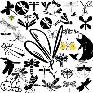 300 Dragonfly svg laser / Dragonfly flower svg / Dragonfly and cattail / Dragonfly on flower svg / Commercial use/ Laser engraving files