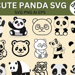 300 Panda SVG Lindo Panda Svg Lindo Panda Svg Lindo Panda Clipart Archivo de camiseta Panda, Archivo de taza Panda, Pegatina Panda, Archivo de regalo Panda, Panda