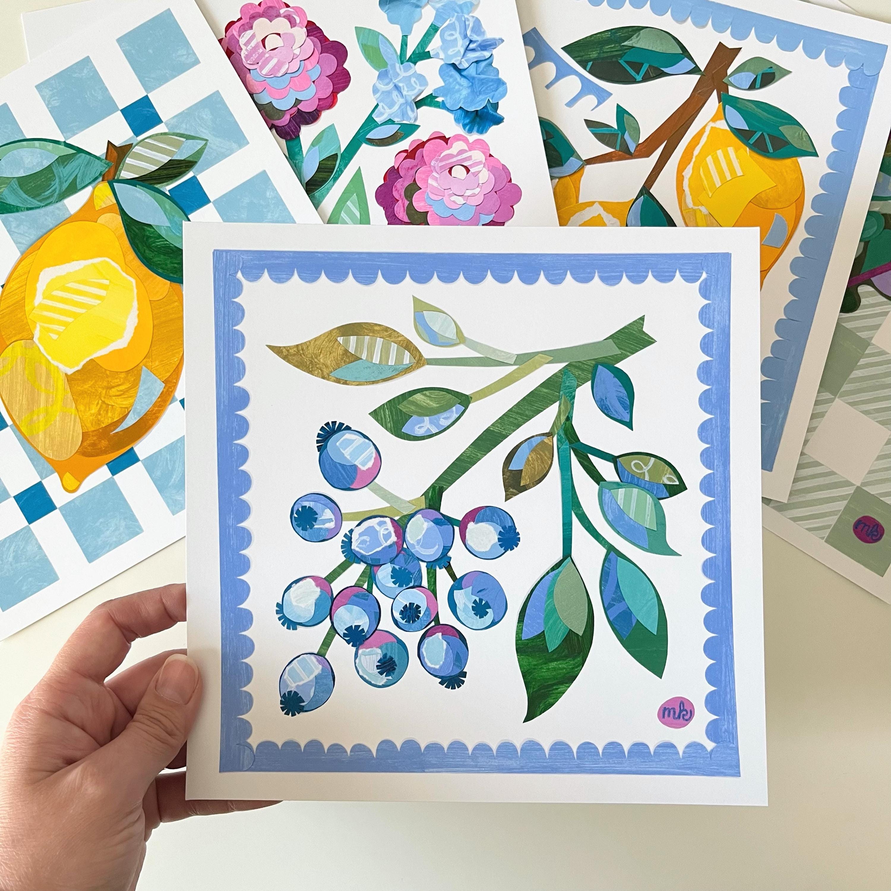 Blueberry Collage Art Print: Kitchen & Nursery Decor - Etsy