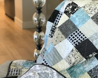 Modern Lap Quilt or Sofa Throw.   Handmade.