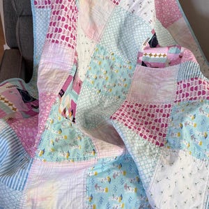 Whimsical Cottage Quilt:  Mother's Day, Toddler, Lap, Sofa, Handmade (54" x 54")